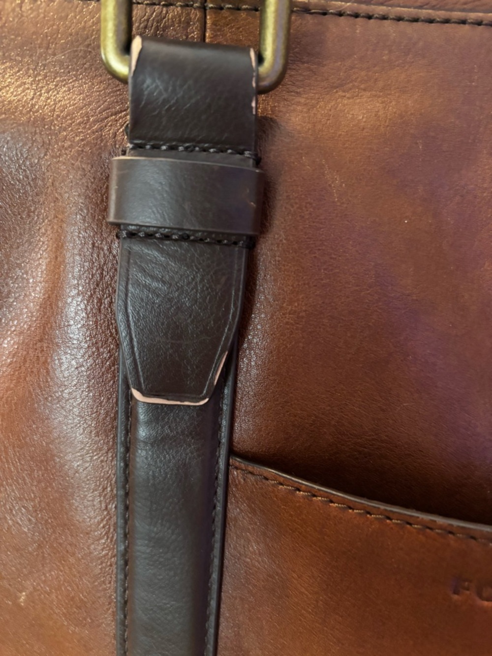 Fossil Brown Leather Satchel Carryall Weekender Bag - Picture 2 of 9